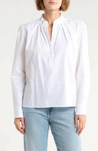 CISSA Split Neck Puff Sleeve Top