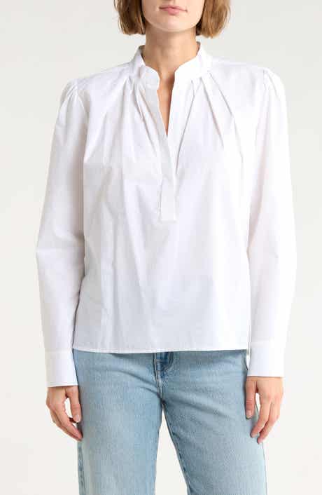 CISSA Split Neck Puff Sleeve Top