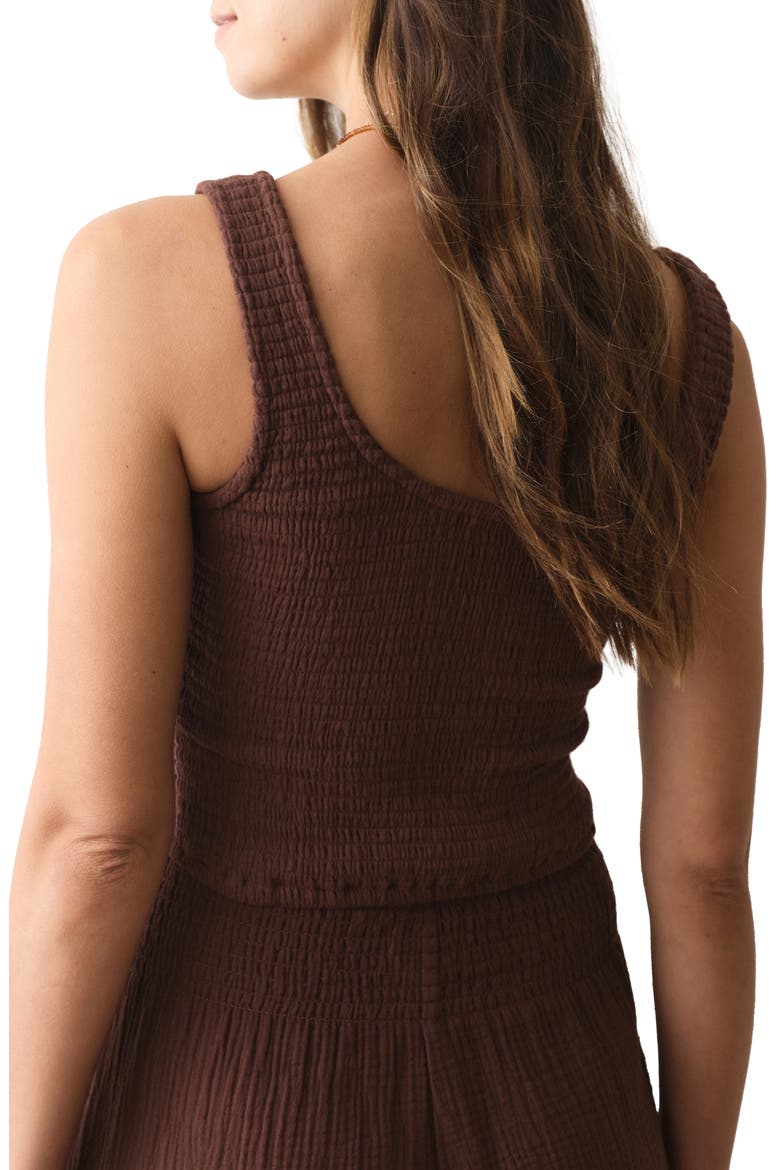 Coralina Smocked Crop Tank, Alternate, color, CHOCOLATE