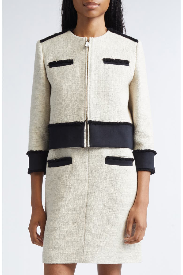 Pagai Tweed Zip Jacket, Main, color, BEIGE