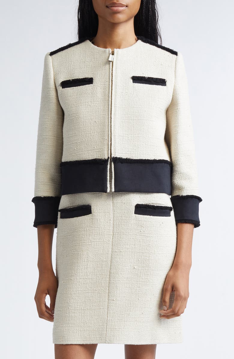 Max Mara Pagai Tweed Zip Jacket, Main, color, Beige