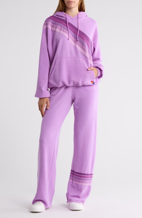 Aviator Nation Rugby Stitch Pocket Wide Leg Pants In Neon Purple