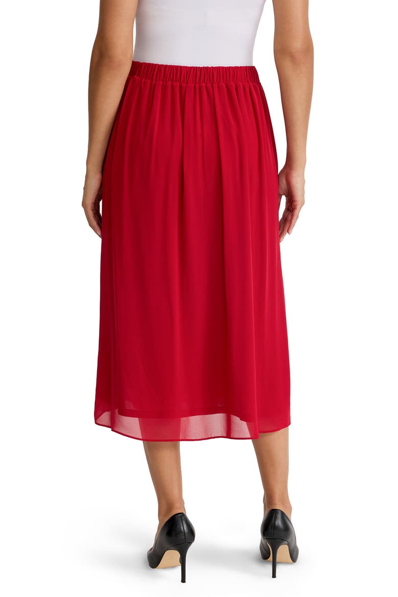 Pleated Front Midi Skirt, Alternate, color, FIRE RED