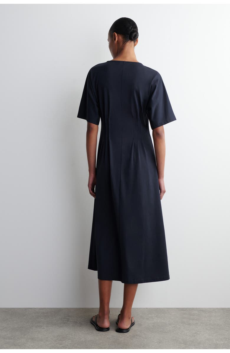 COS Pintucked Cotton Mini Dress, Alternate, color, Navy