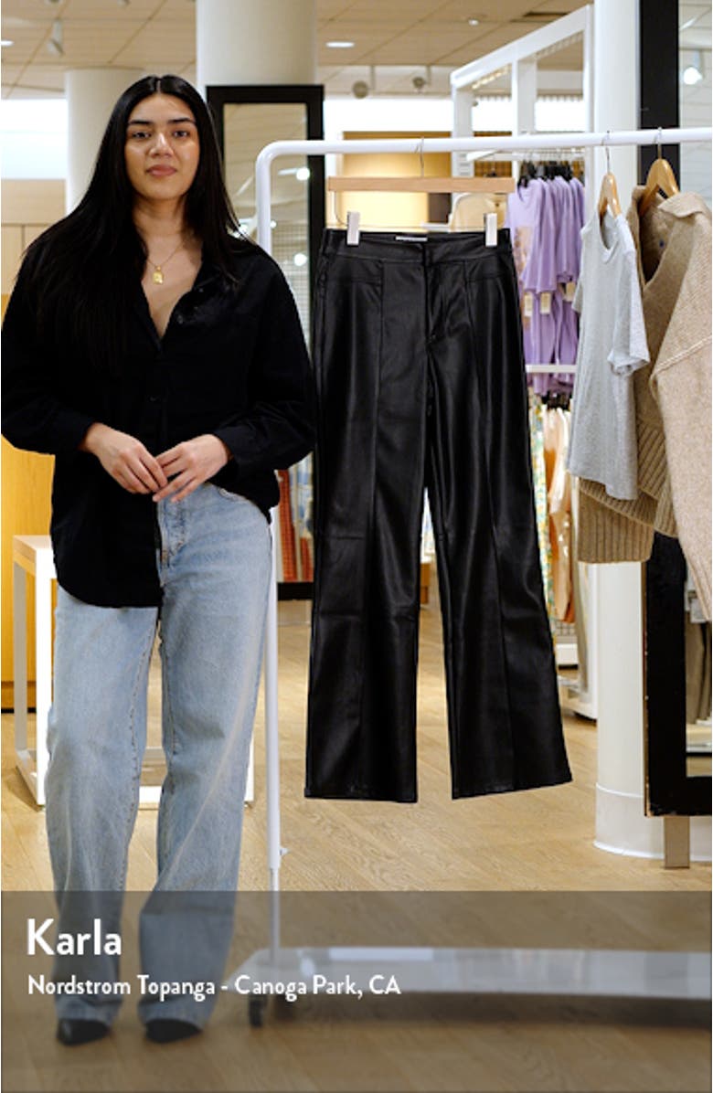 Uptown High Waist Faux Leather Flare Pants, sales video thumbnail