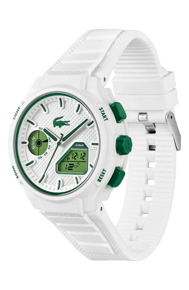 Lacoste LC33 Silicone Strap Watch, 45mm, Alternate, color, White