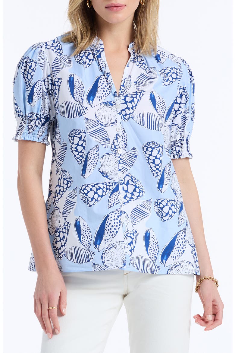 Mila Short Sleeve Woven Shirt, Main, color, BLUE