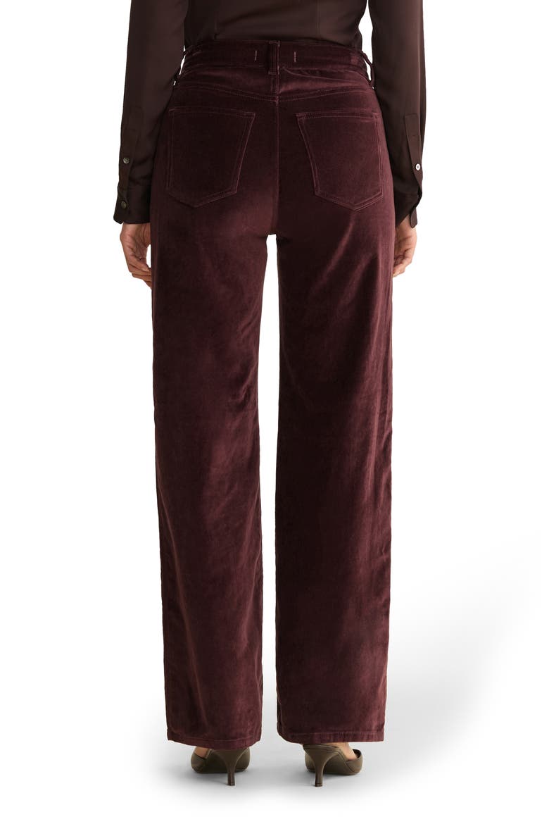 SAT '90s High Waist Relaxed Straight Leg Velvet Pants, Alternate, color, OXBLOOD