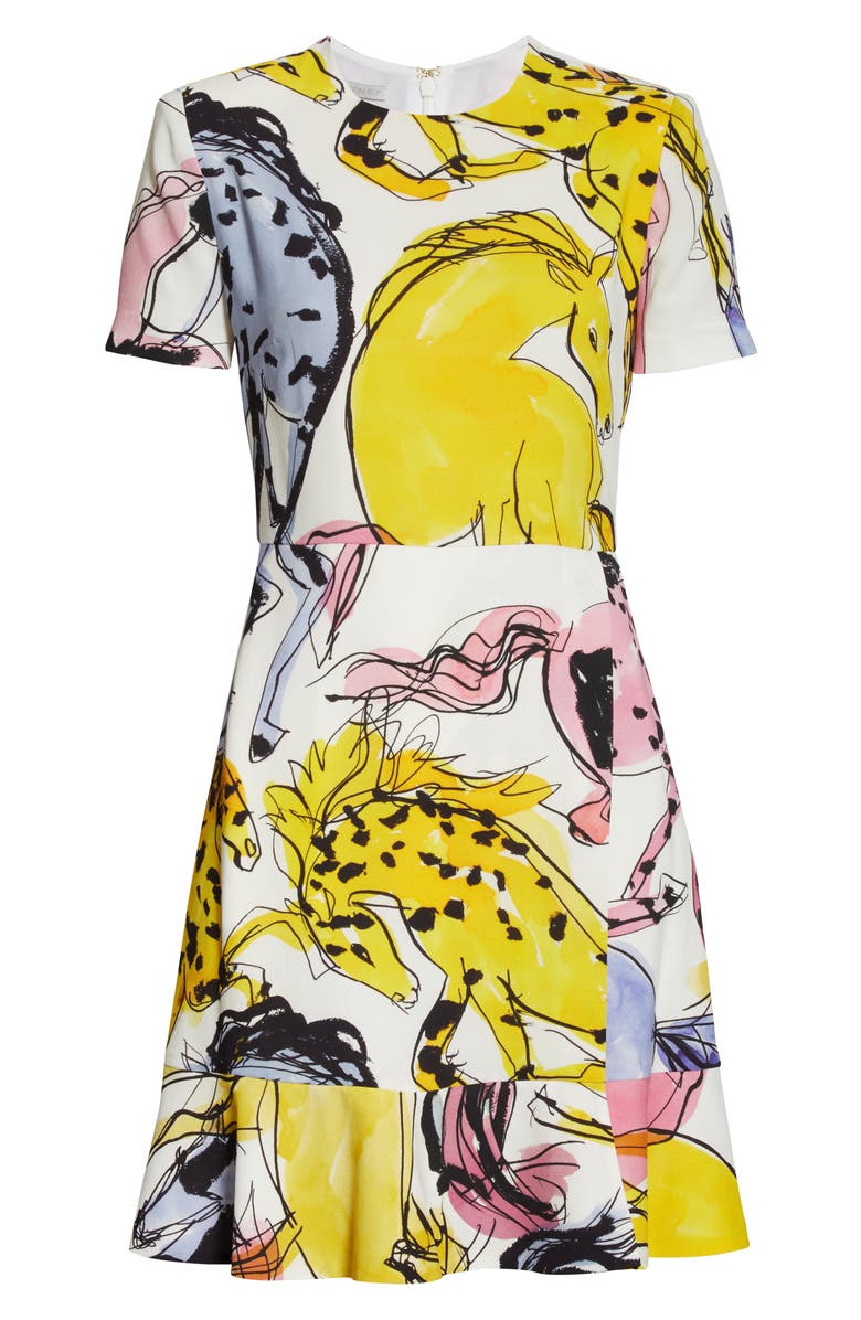 Stella McCartney Horse Print Flounce Hem Dress, Alternate, color, 