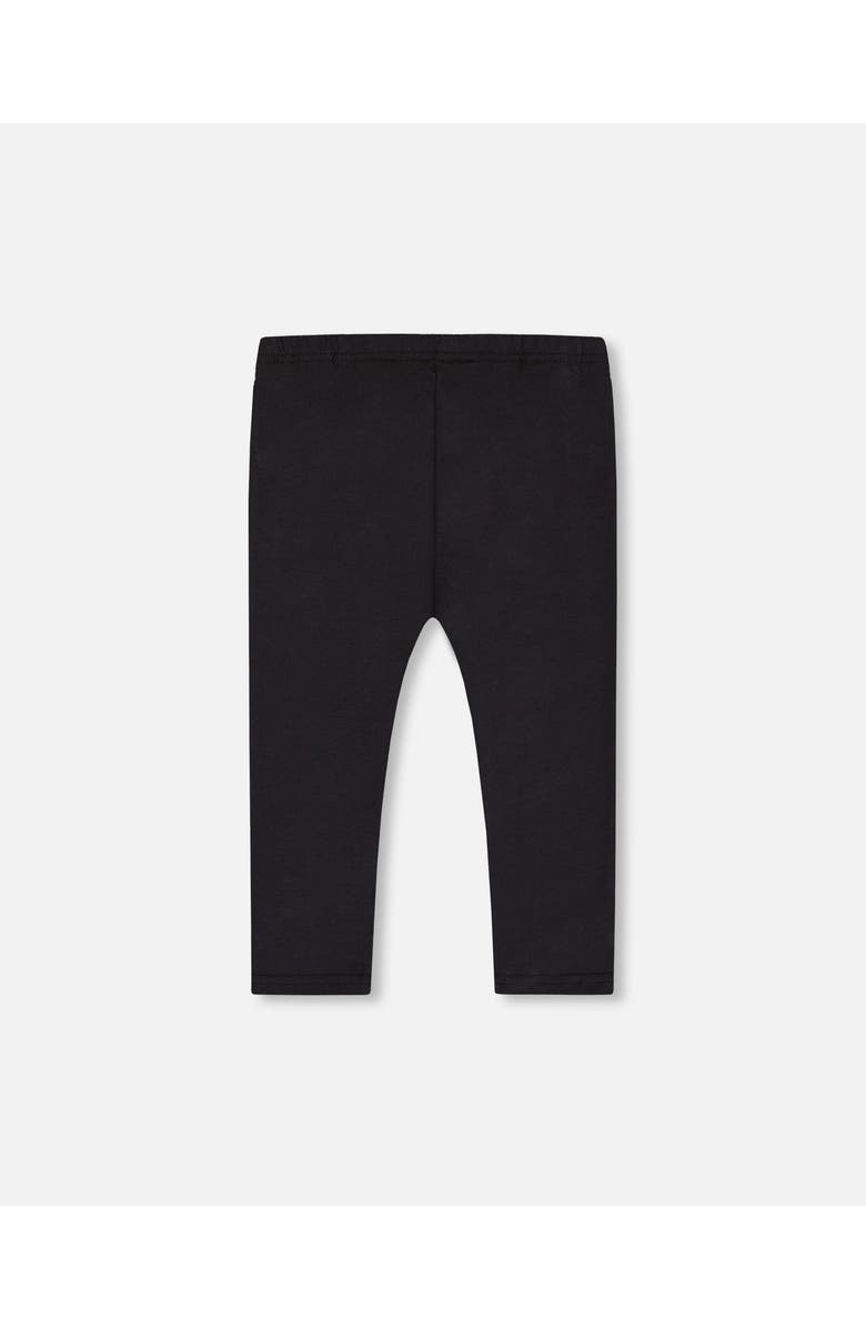 Deux par Deux Little Girl's Organic Cotton Capri Legging Black And Small Flower, Alternate, color,