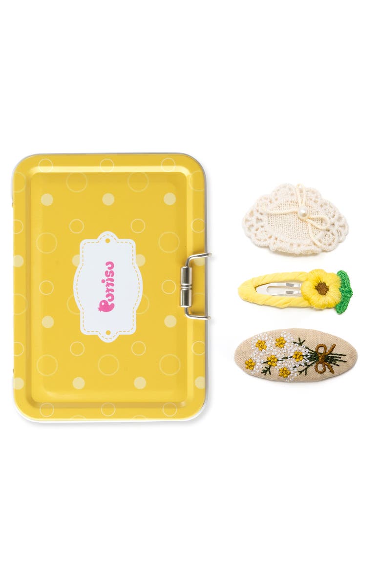 3pc Hair Clip Crochet Meadow Set, Main, color, Sunbeam Meadow - Yellow
