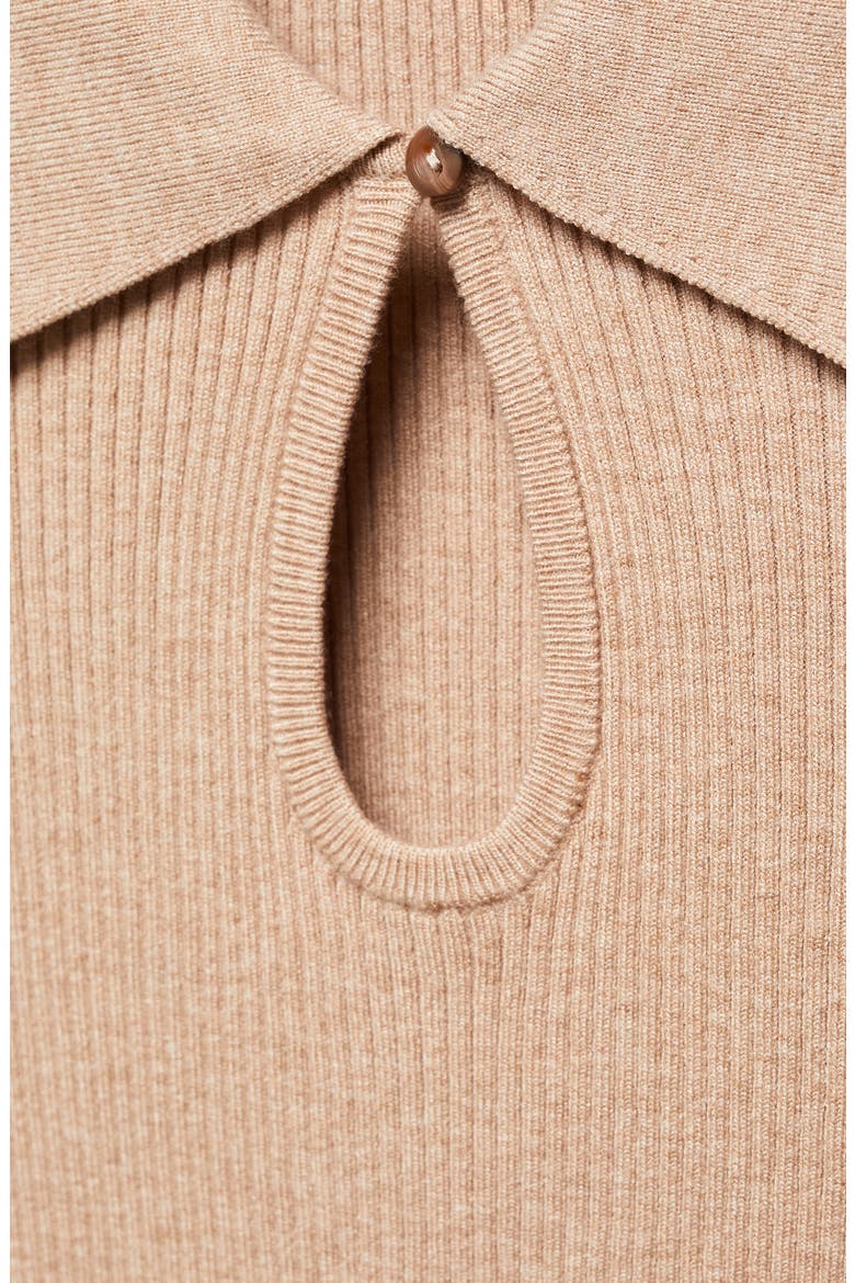 Front Keyhole Rib Polo Sweater, Alternate, color, BEIGE