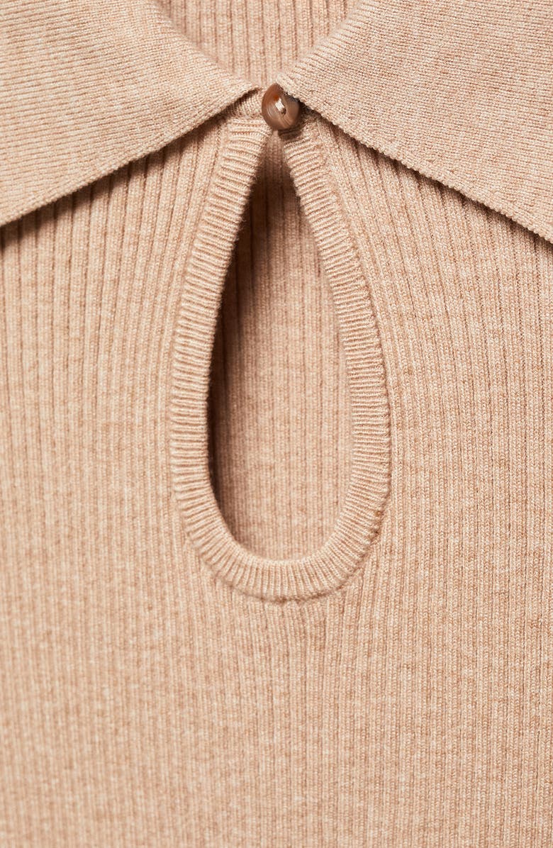 MANGO Front Keyhole Rib Polo Sweater, Alternate, color, 