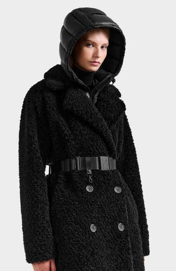 Tina Belted Teddy Jacket with Removable Puffer Hood