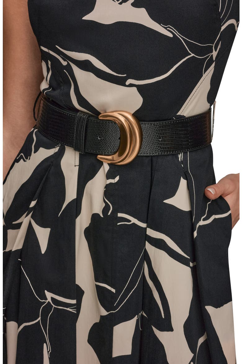donna karan belted peplum dress Belted Fit & Flare Midi Dress (Women)