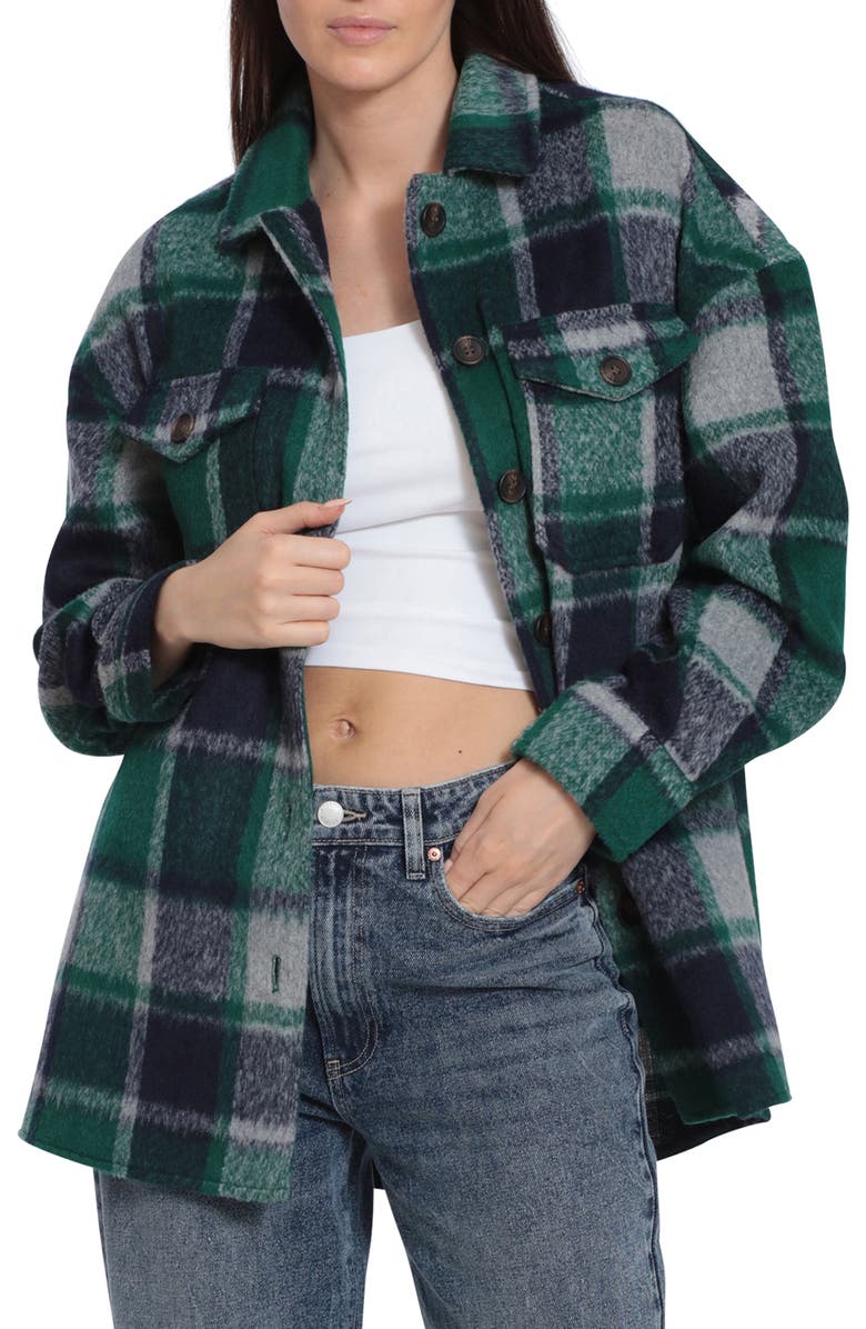 Avec Les Filles Boyfriend Plaid Print Shacket, Main, color,
