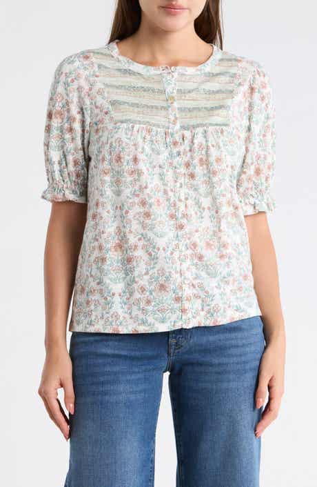 Lucky Brand Patterned Button-Up T-Shirt