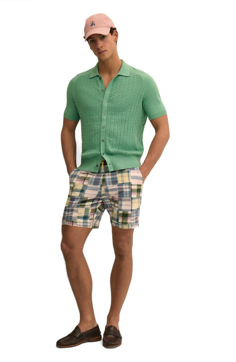 Brooks Brothers Patchwork Cotton Shorts, Alternate, color, Faded Green Patchwork