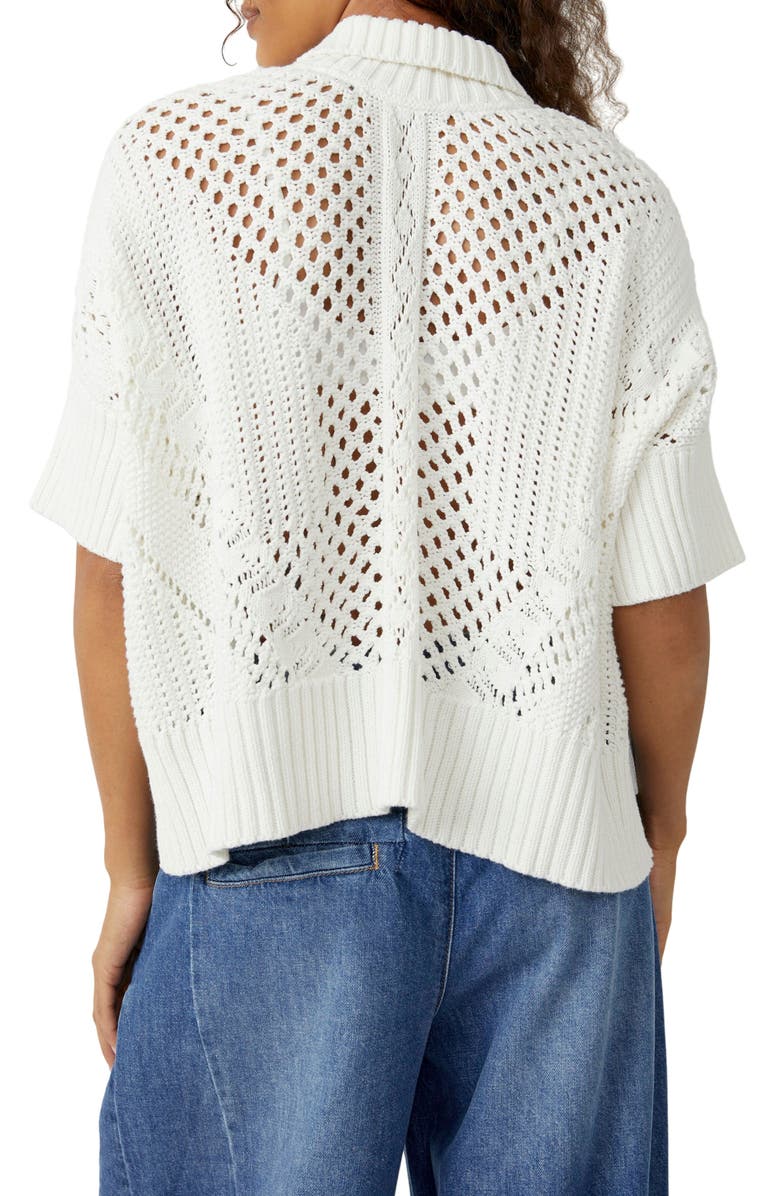 Free People To the Point Open Stitch Polo Sweater, Alternate, color,