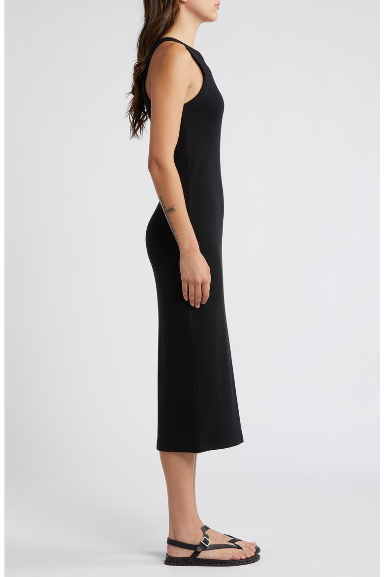 Cut In Rib Tank Dress, Alternate, color, BLACK