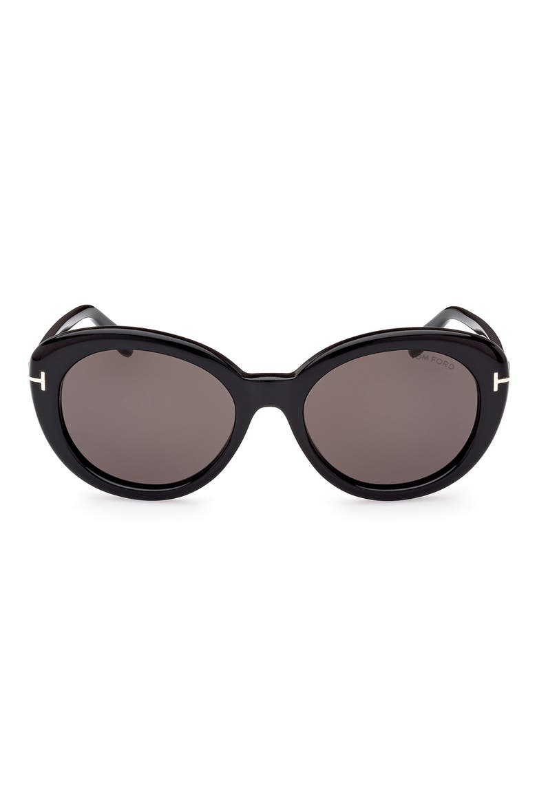 55mm Cat Eye Sunglasses, Main, color, SHINY BLACK / SMOKE