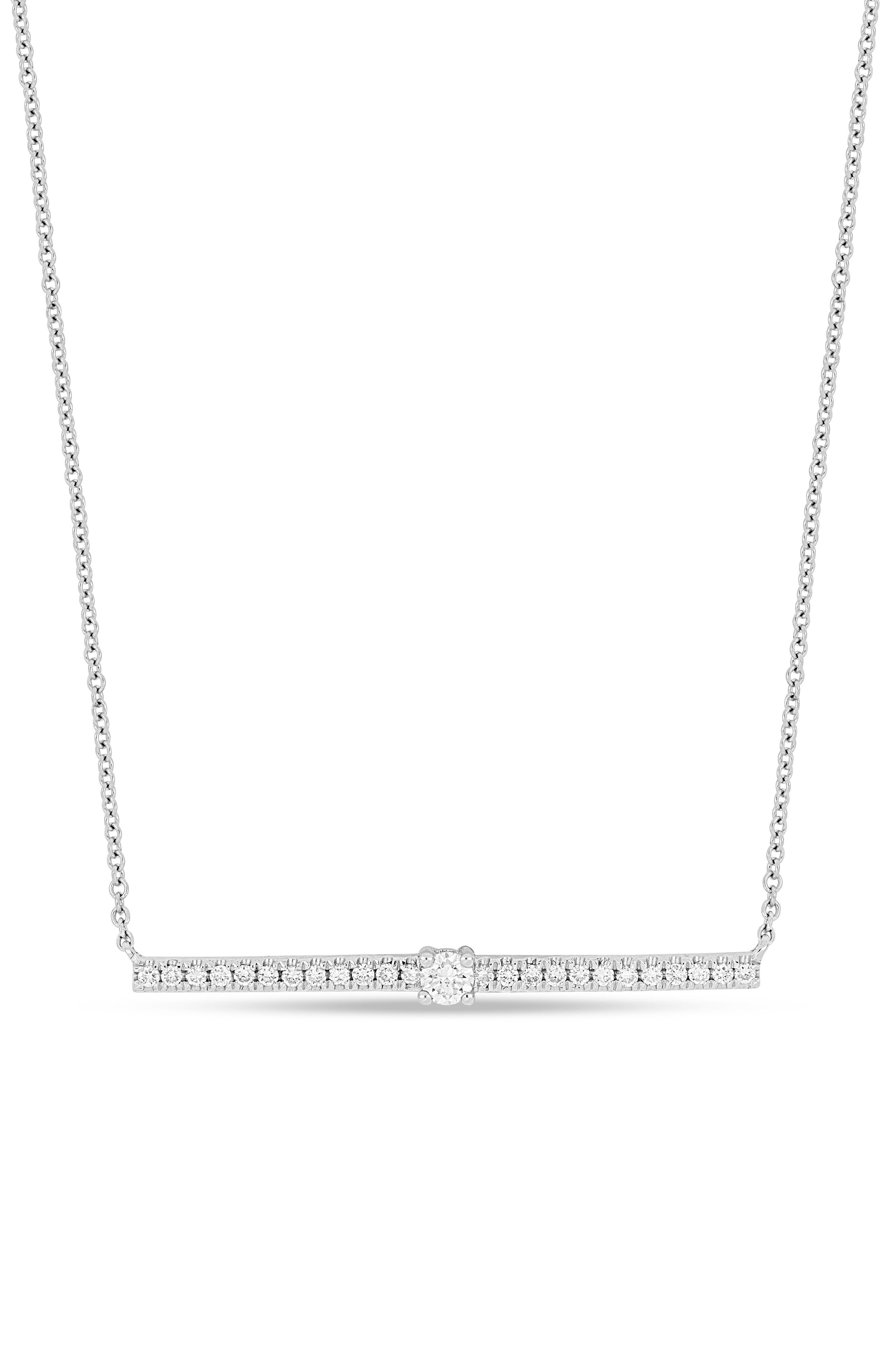 Bony Levy Linea 18K White Gold Diamond Bar Pendant Necklace