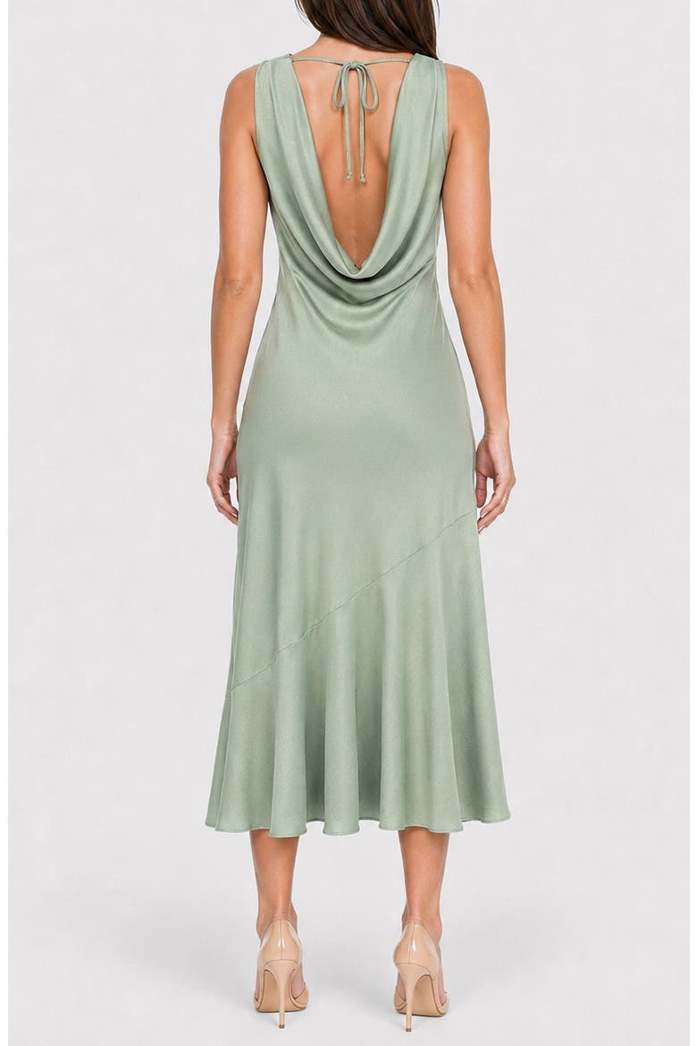 Cowl Neck Sleeveless Satin Midi Dress, Alternate, color, SAGE