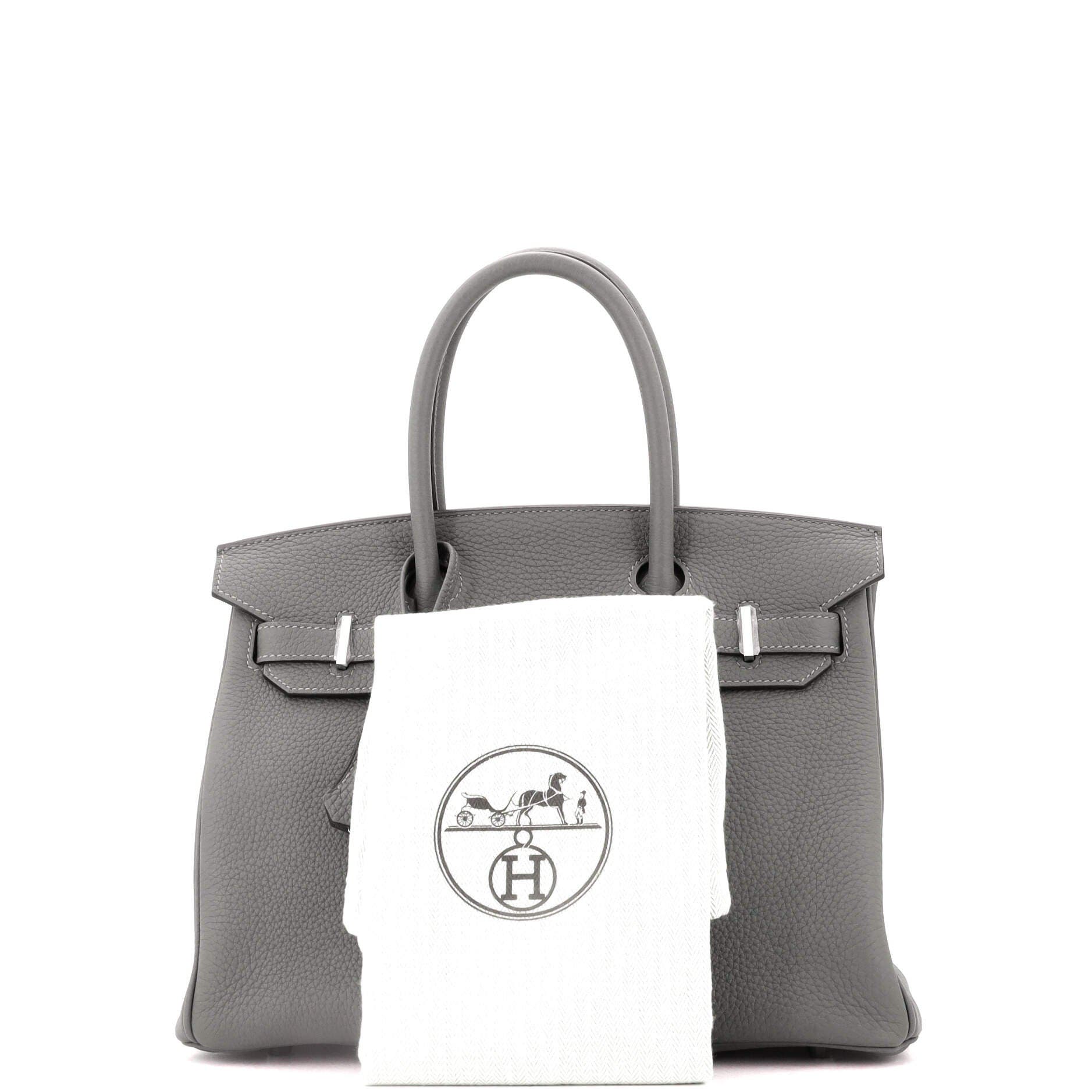 Pre-Owned Hermes Birkin Handbag Grey Clemence with Palladium Hardware 30, Alternate, color, Gris Meyer