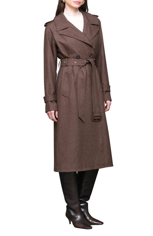 Avec Les Filles Slouchy Double Breasted Trench Coat In Brown