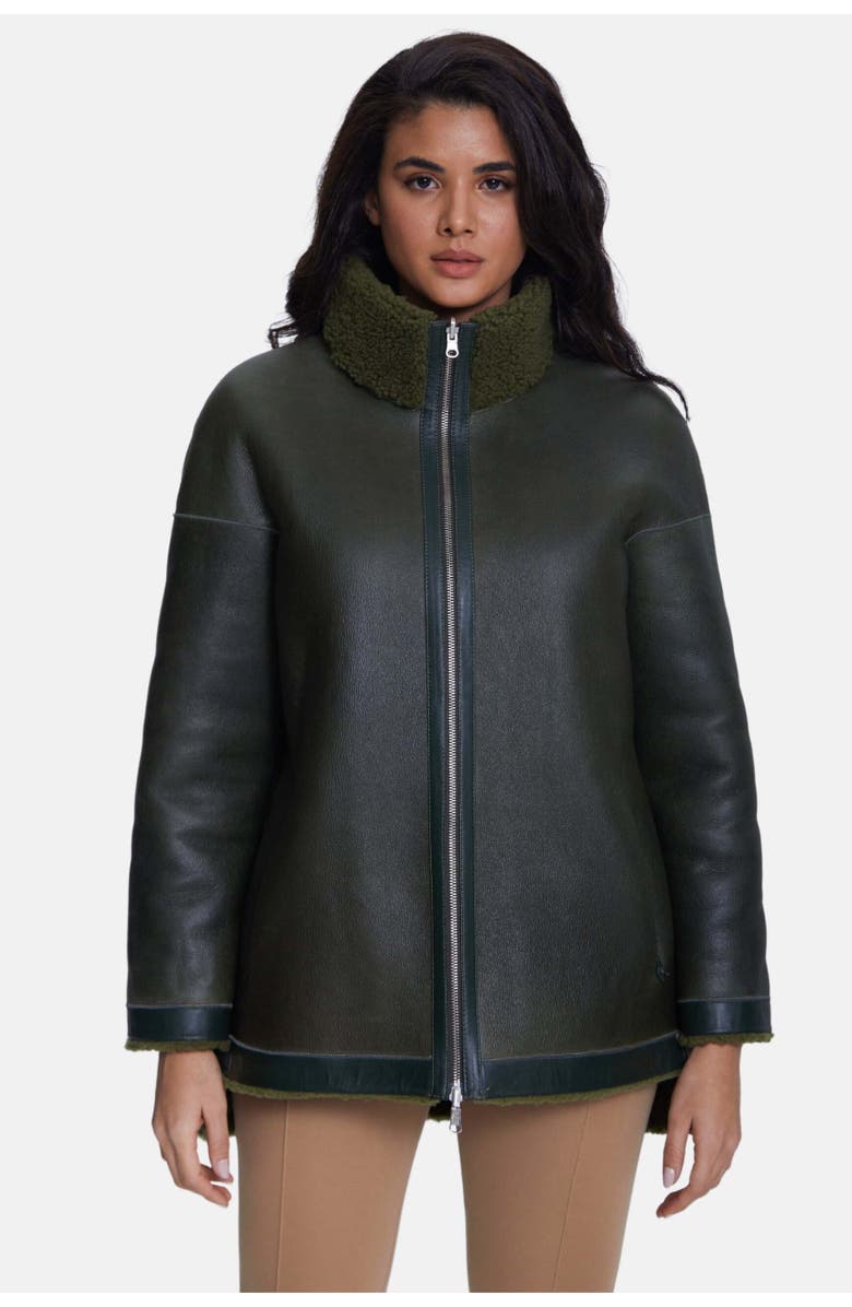 Furniq UK Simone Shearling Jacket, Main, color, Green