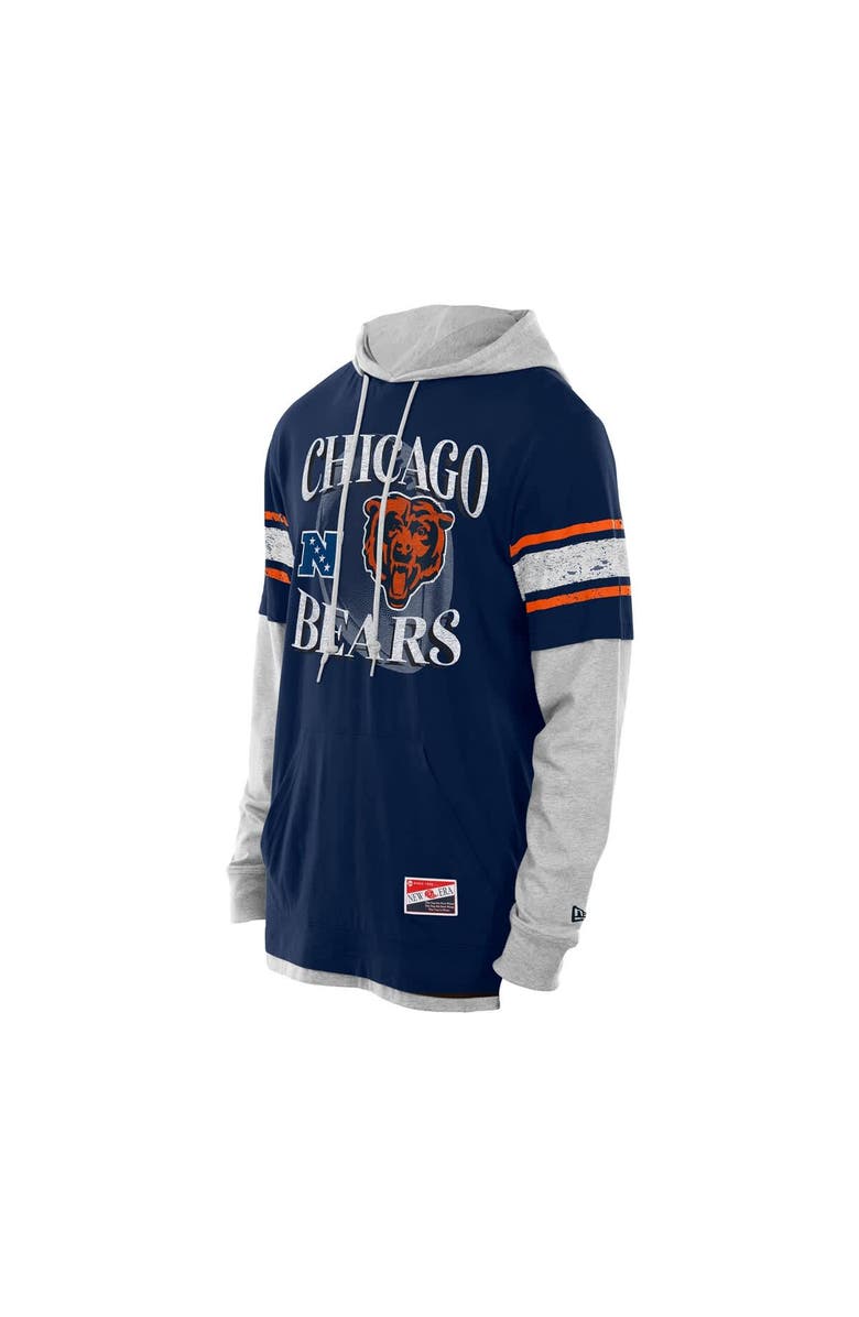 New Era Men's New Era Navy Chicago Bears Twofer Layered Long Sleeve Hoodie T-Shirt, Alternate, color, 