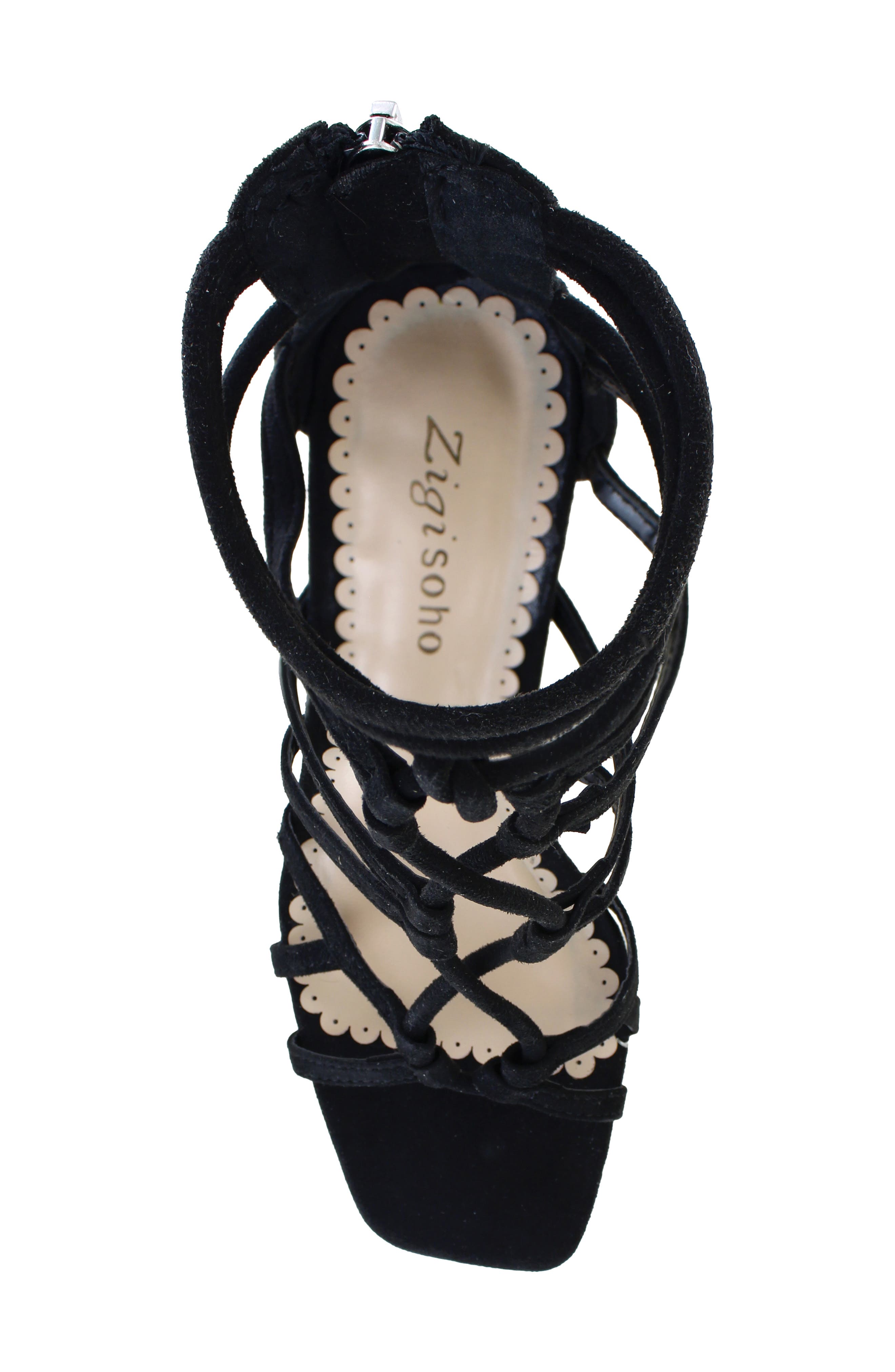 ZIGISOHO Cage Sandal, Alternate, color, Black Suede