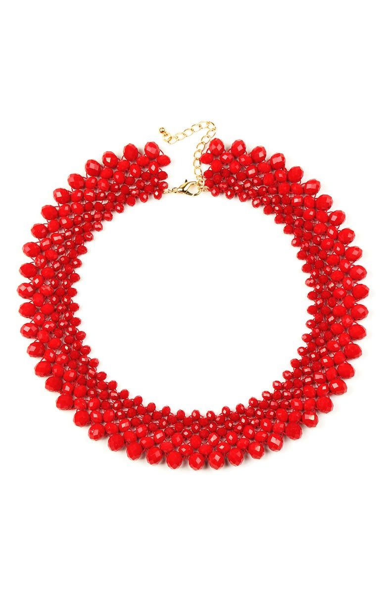 EYE CANDY LOS ANGELES Anita Crystal Statement Collar Necklace, Main, color, Red
