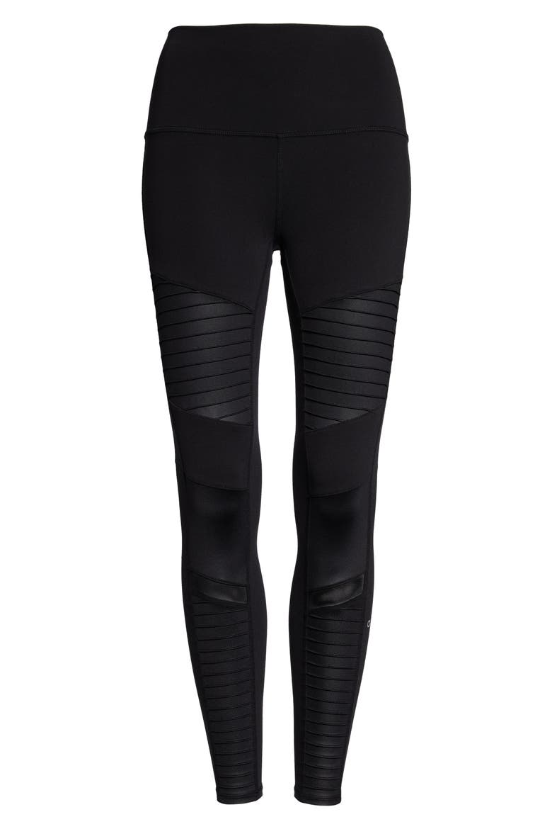 High Waist Moto 7/8 Leggings, Alternate, color, BLACK