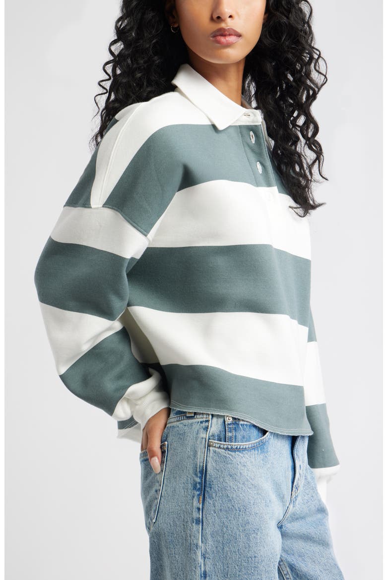 Stripe Cotton Blend Rugby Sweatshirt, Alternate, color, WHITE- GREEN ELLA RUGBY STRIPE
