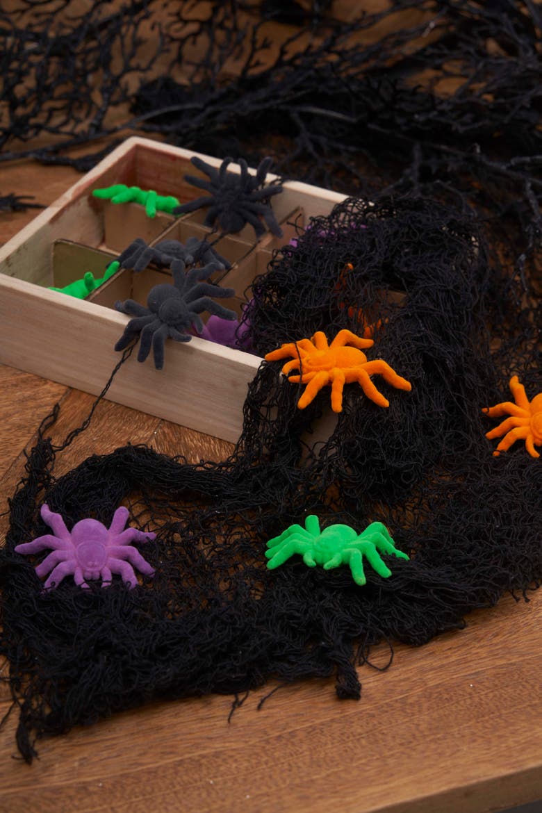 Flocked Spider In Box Figurines Assortment of 12, Alternate, color, Orange