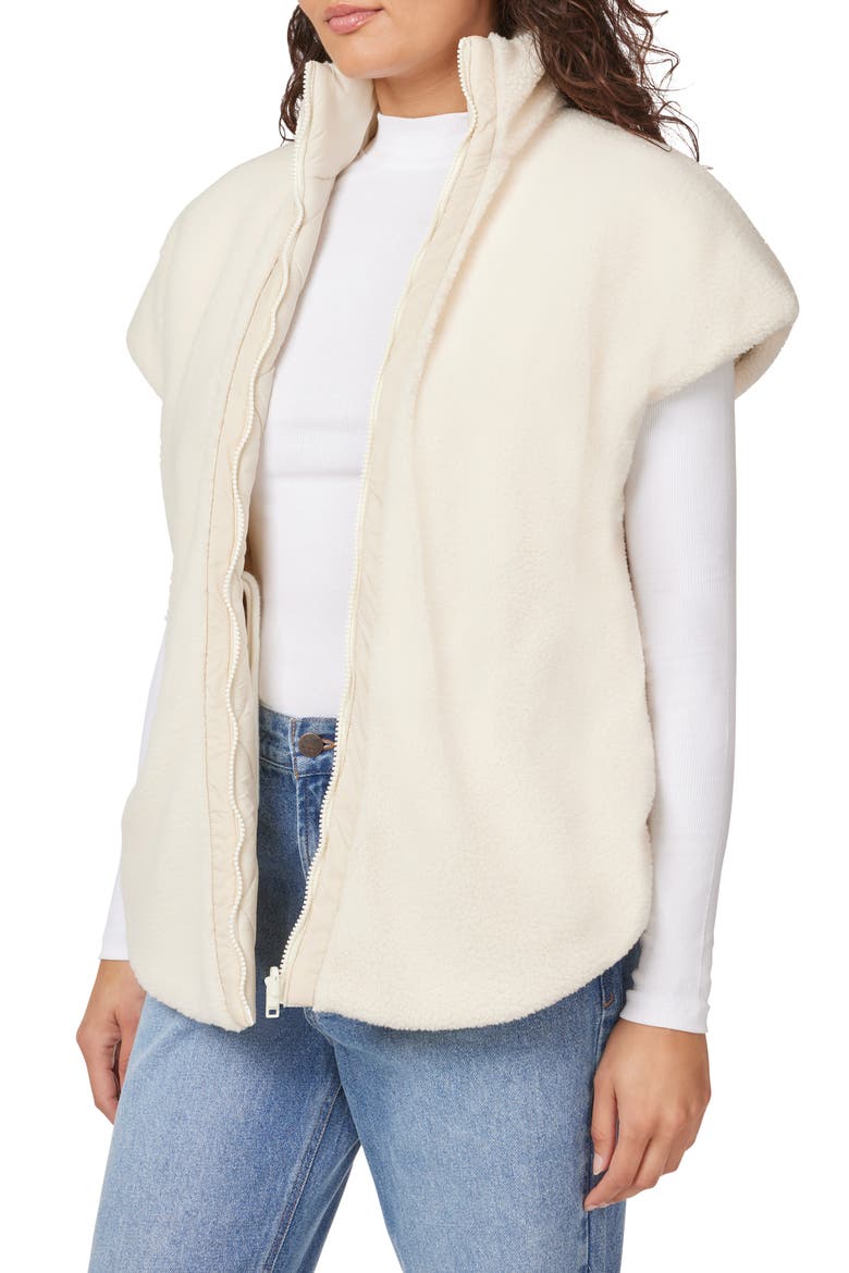 Reversible Fleece Quilted Vest, Alternate, color, NATURAL