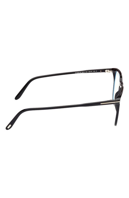 Tom Ford 52mm Round Blue Light Blocking Optical Glasses In Black