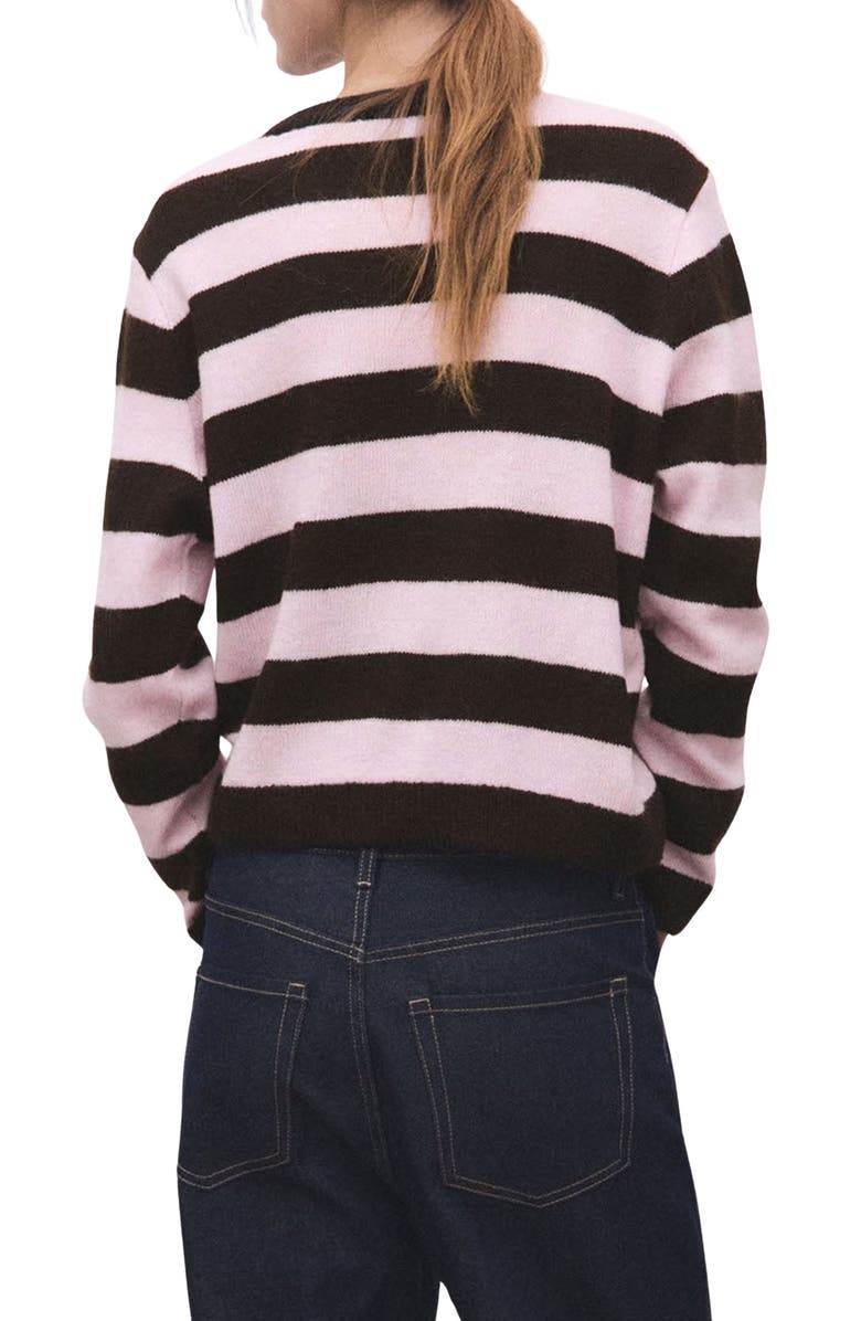 MANGO Stripe Crewneck Sweater, Alternate, color, Pink