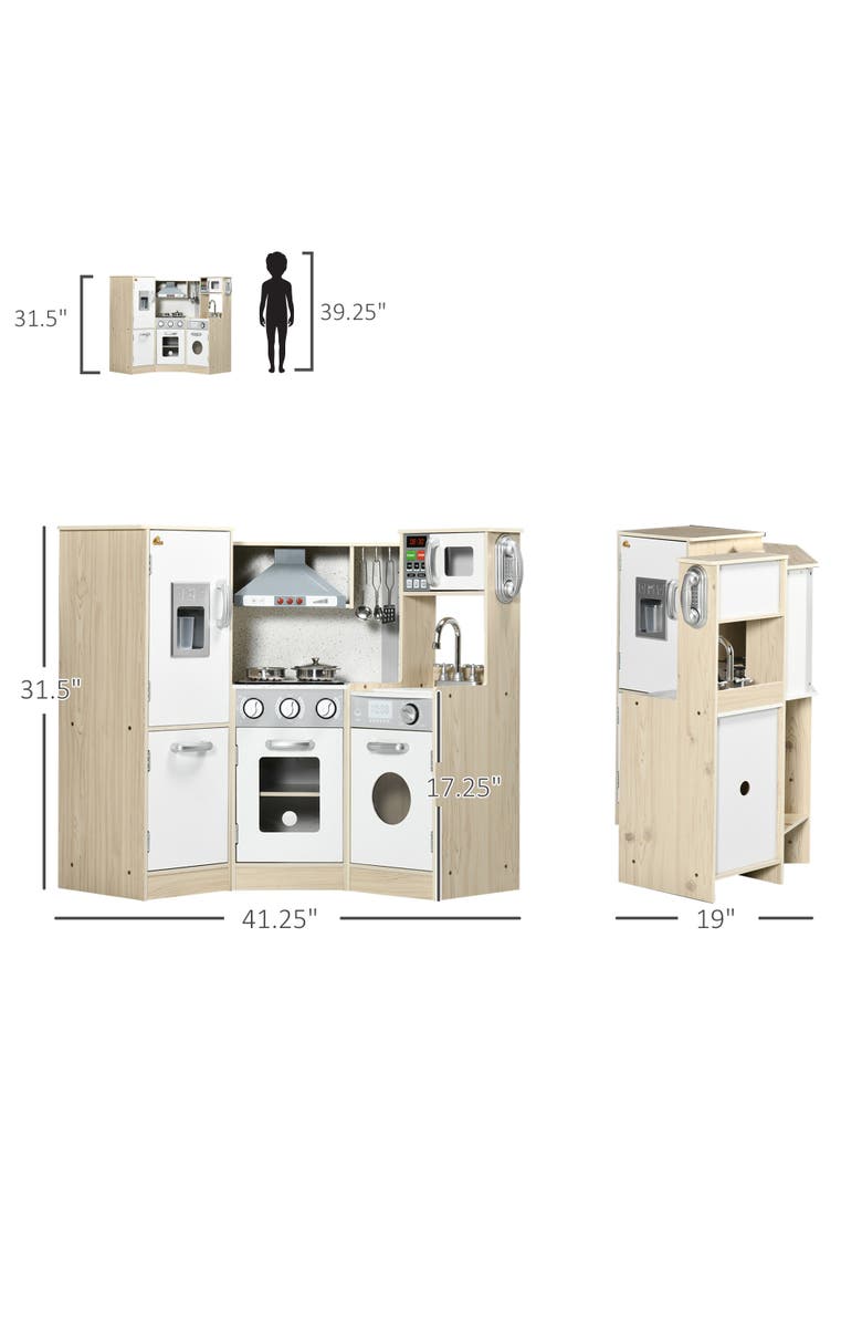 Qaba Ultra-Big Corner Kids Kitchen Playset with Sound Effects, Alternate, color, White