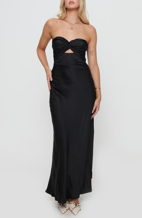 Ahna Cutout Detail Strapless Maxi Dress