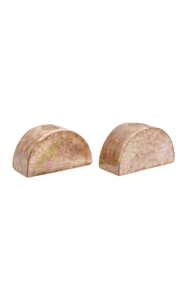 Half Moon Mother Of Pearl Candle Holders - Set of 2, Main, color, Blush