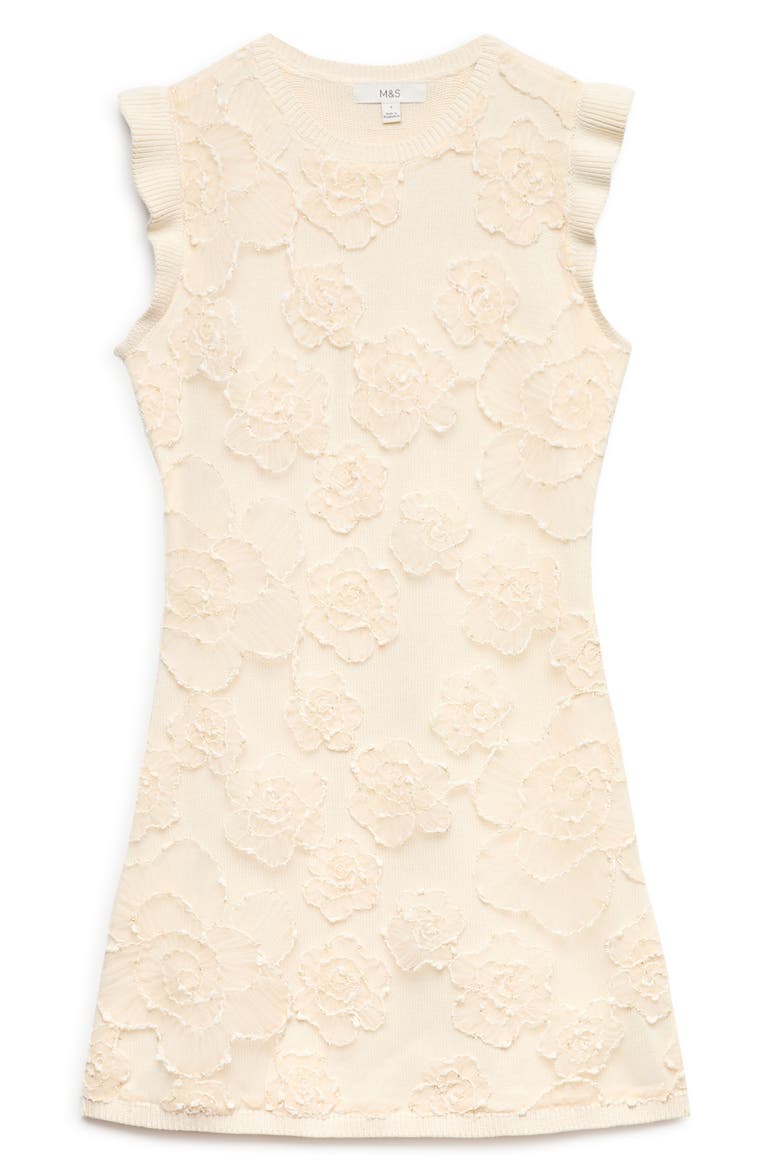 Floral Appliqué Minidress, Alternate, color, CREAM
