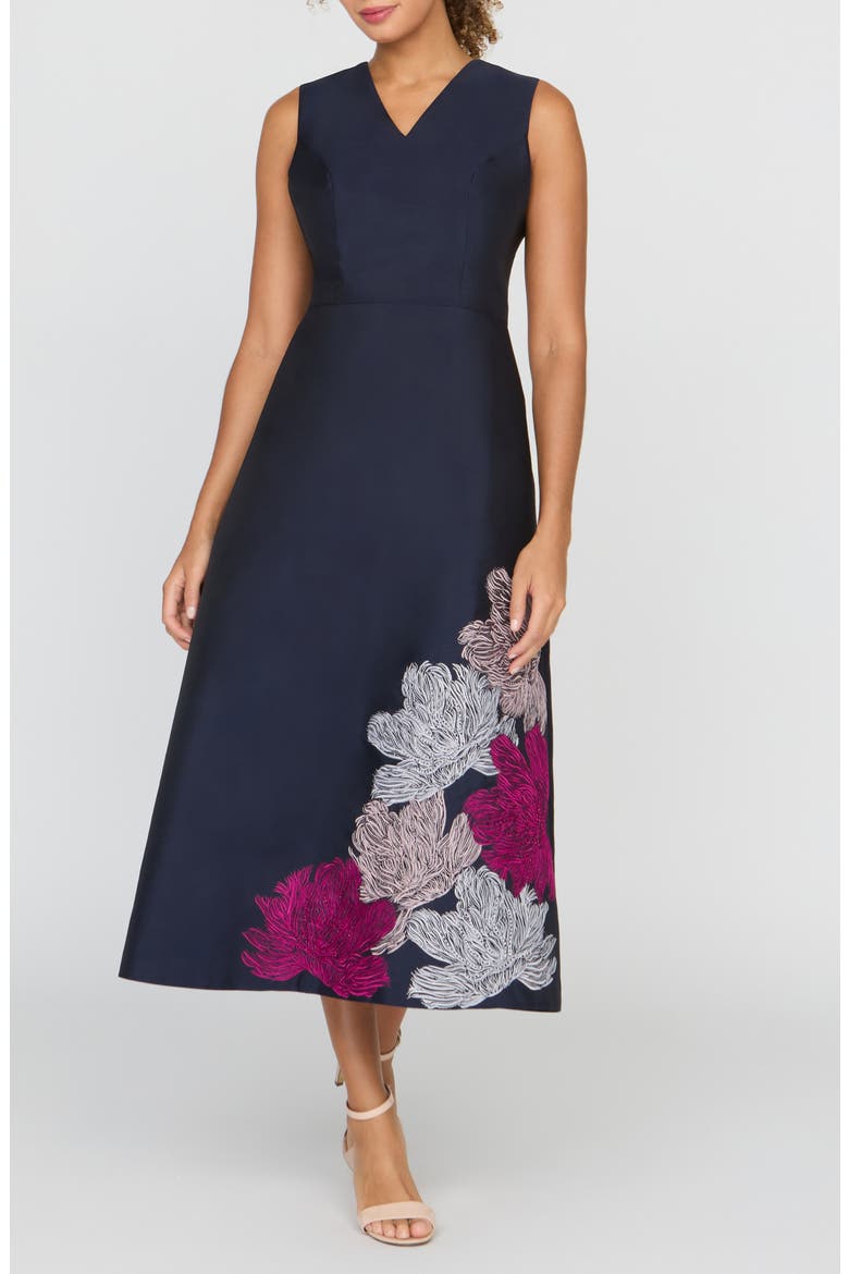 Aria Floral Cocktail Dress, Main, color, DARK NAVY
