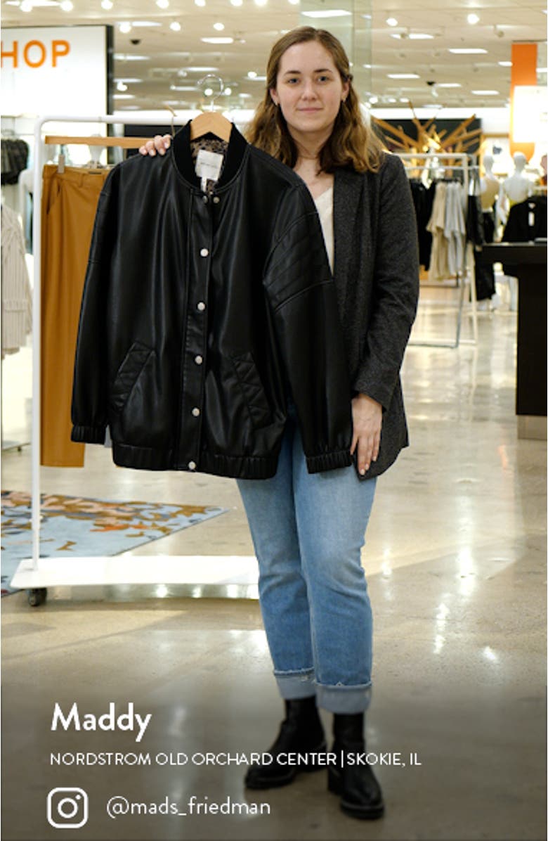 Relaxed Fit Faux-Ever Leather<sup>™</sup> Bomber Jacket, sales video thumbnail