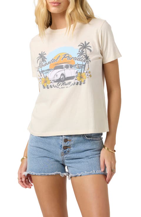 Coastal Paradise Cotton Graphic T-Shirt