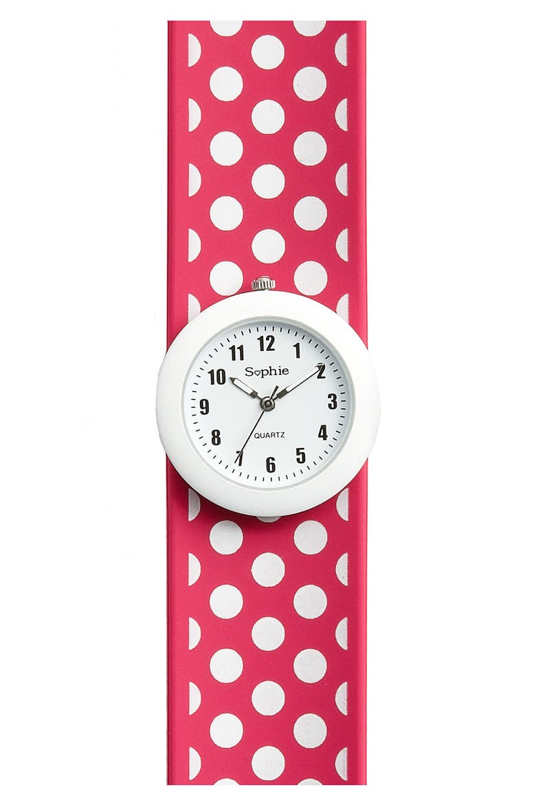 Polka Dot Slap Watch, Main, color, FUCHSIA/WHITE