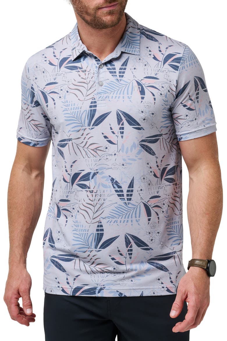 Rip Current Floral Piqué Polo, Main, color, HEATHER LIGHT GREY