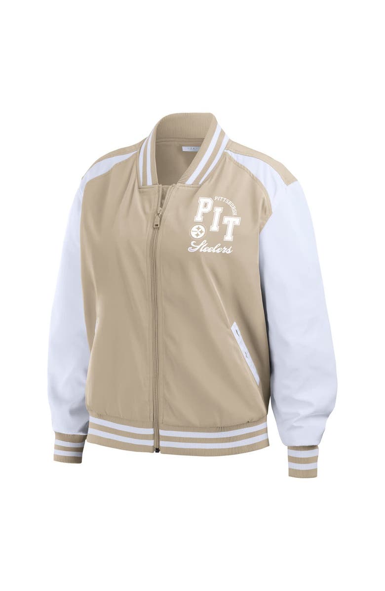 WEAR by Erin Andrews Women's WEAR by Erin Andrews Tan Pittsburgh Steelers Tonal Full-Zip Bomber Jacket, Alternate, color, Tan