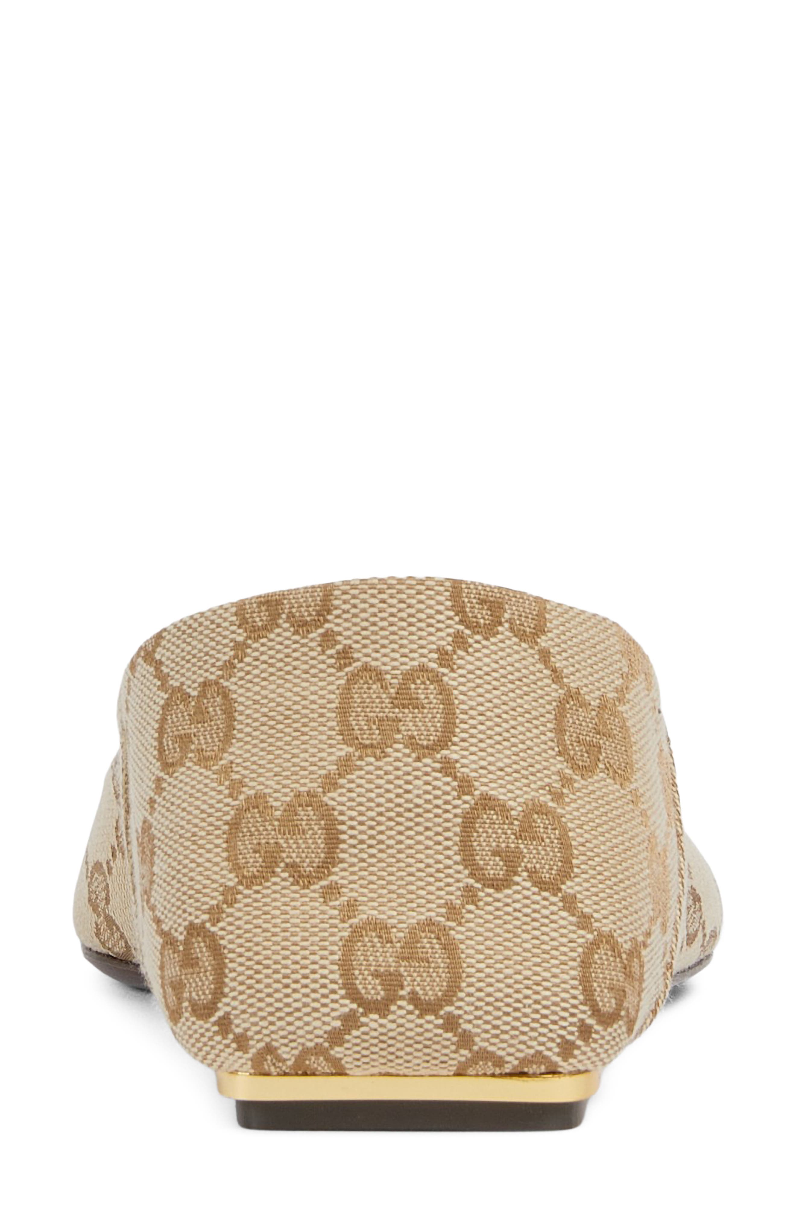 Gucci Vittoria Horsebit GG Canvas Convertible Flat, Alternate, color, Vintage Sand/ Dark Brown